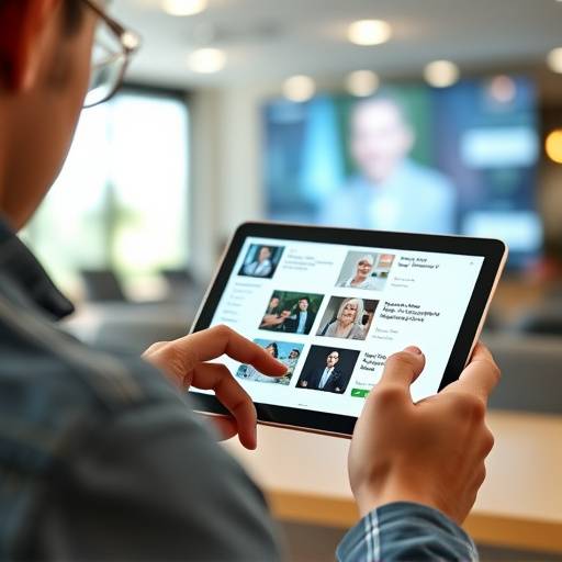 Image d'une personne parcourant différents cours en ligne sur une tablette, représentant le choix d'un cours en ligne.
