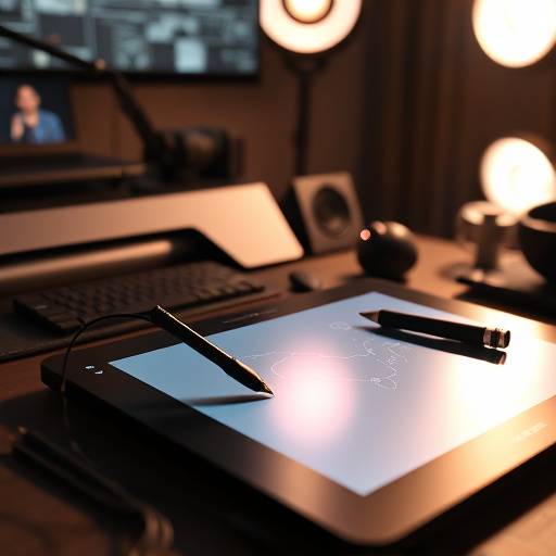 Image d'une tablette graphique et d'un stylet, représentant le cours de design graphique.